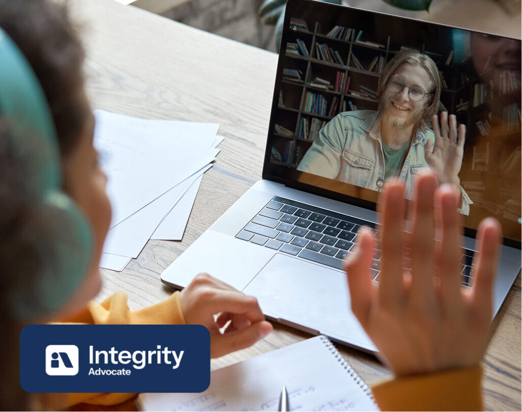 student on video call with teacher